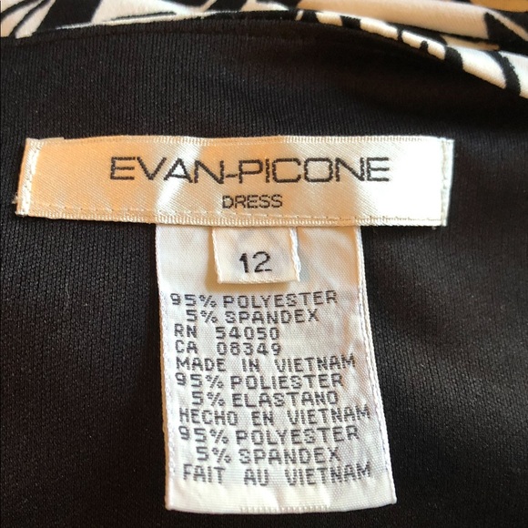 Evan Picone V-Neck Dress Sz 12 Black & White euc - Picture 5 of 5